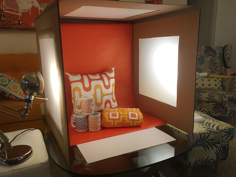 DIY lightbox studio shooting my mid century products, almost free! – Mid Century Style Shop