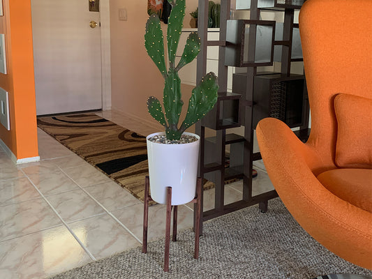 Mid century modern do it yourself planter on a stand for a Fejka IKEA artificial plant