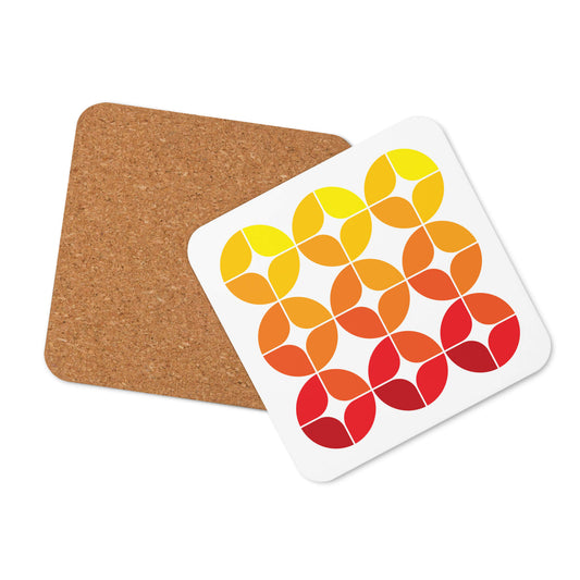 Mid Century Modern Orange StarChips Square Single Coaster with cork bottom