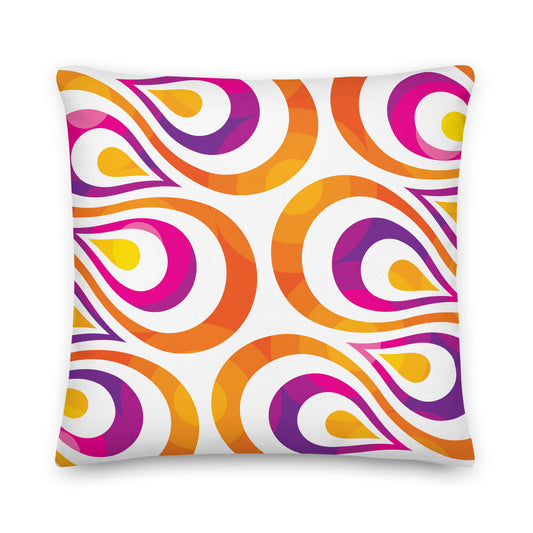 Mid Century Modern Orange Purple TearDrops 18" Square Throw Pillow front view