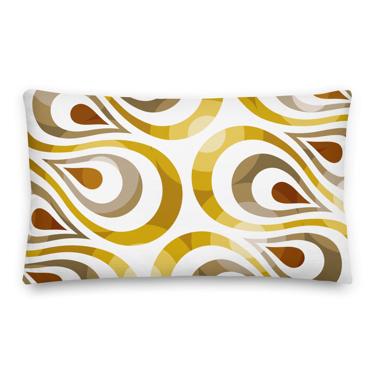 Mid Century Modern Shag Gold TearDrops 20" x 12" Rectangular Throw Pillow front view