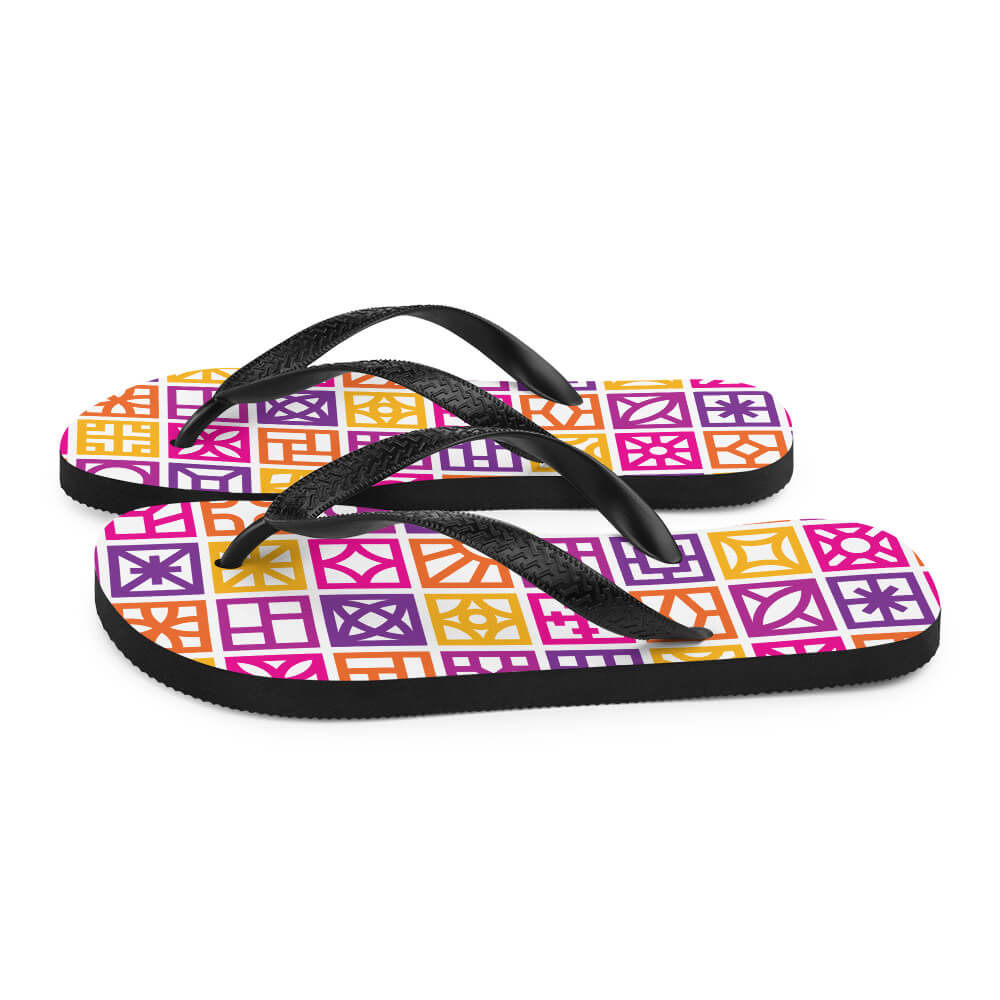 Mid Century Modern Orange Breeze Blocks Flip-Flops side view