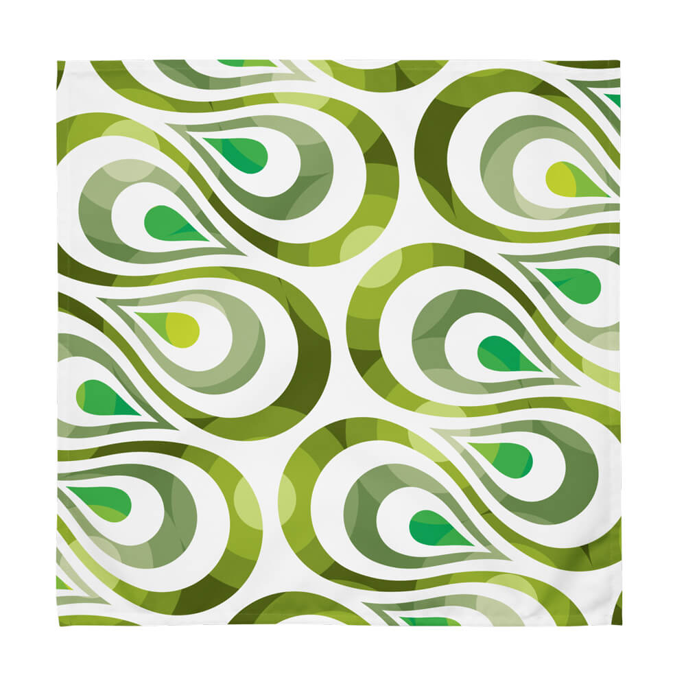 Mid Century Modern Olive Green TearDrops Cloth Napkins Set of 4 flat view