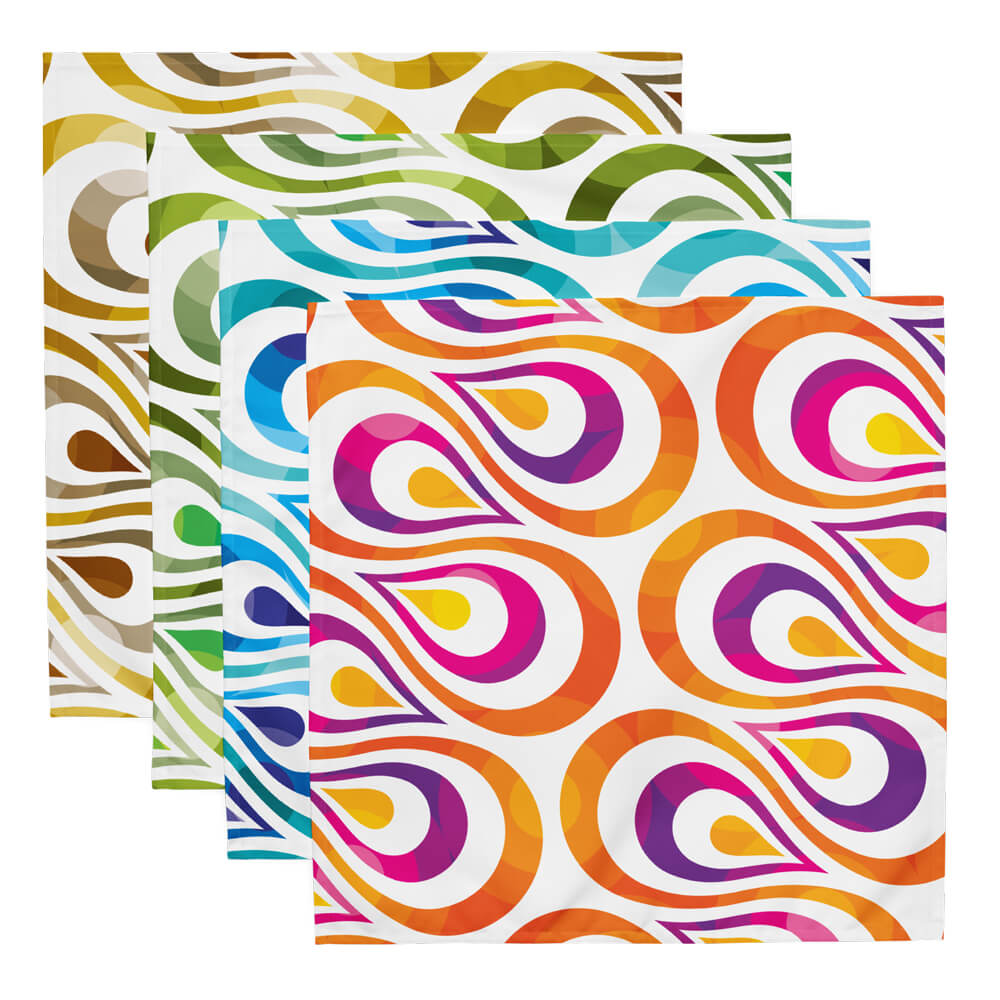 Mid Century Modern Multicolor TearDrops Cloth Napkins Set of 4 flat view