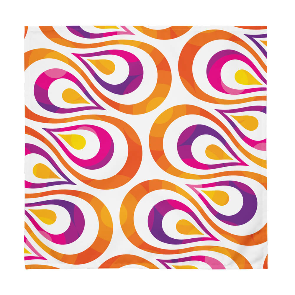 Mid Century Modern Orange Purple TearDrops Cloth Napkins Set of 4 flat view