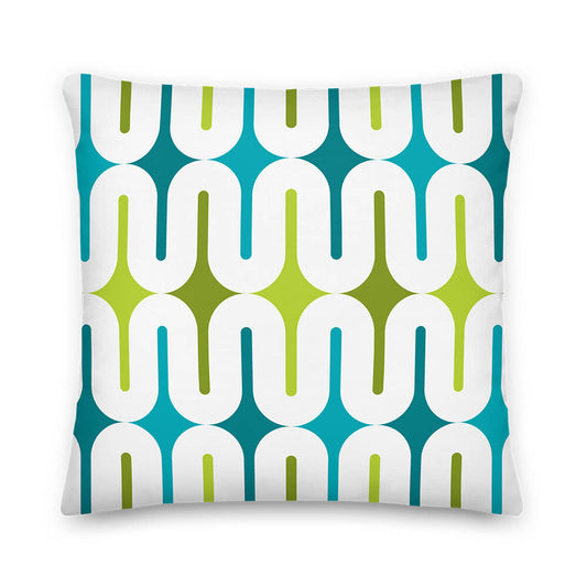 Mid Century Modern Aqua Green Galaxie 18" Outdoor Pillow front view