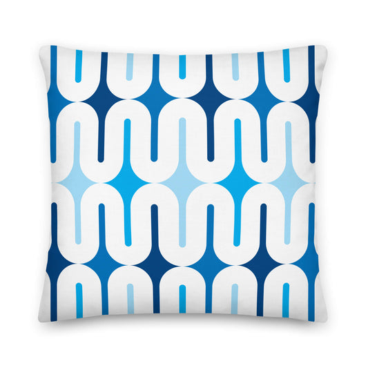 Mid Century Modern Blue Galaxie 18" Outdoor Pillow front view
