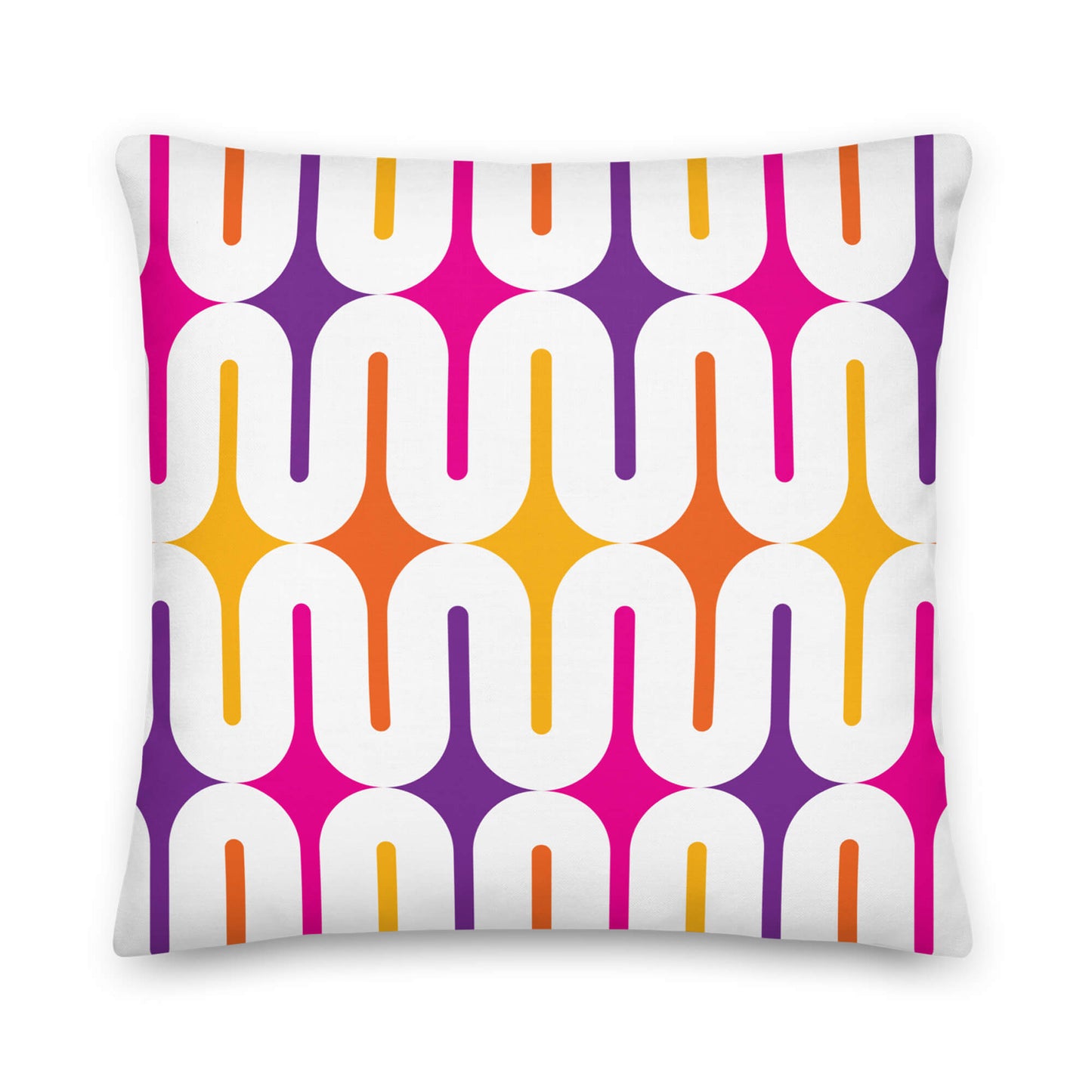 Mid Century Modern Orange Purple Galaxie 18" Outdoor Pillow front view