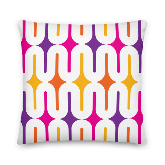 Mid Century Modern Orange Purple Galaxie 18" Outdoor Pillow front view