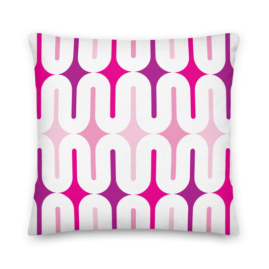 Mid Century Modern Pink Galaxie 18" Outdoor Pillow front view