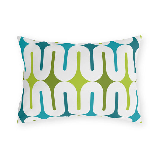 Mid Century Modern Aqua Green Galaxie 20" x 14" Outdoor Pillow front view
