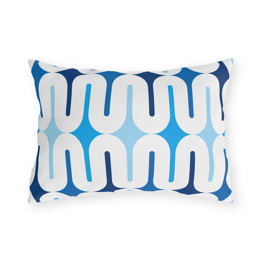 Mid Century Modern Blue Galaxie 20" x 14" Outdoor Pillow front view