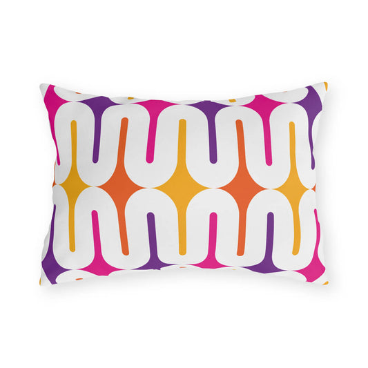 Mid Century Modern Orange Purple Galaxie 20" x 14" Outdoor Pillow front view