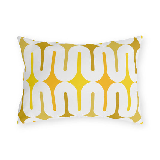 Mid Century Modern Yellow Galaxie 20" x 14" Outdoor Pillow front view