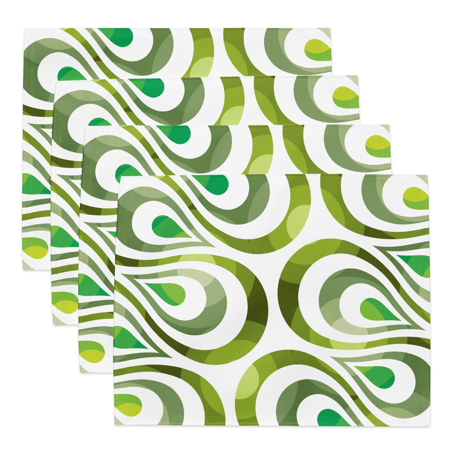 Mid Century Modern Olive Green TearDrops Placemats Set of 4 flat view