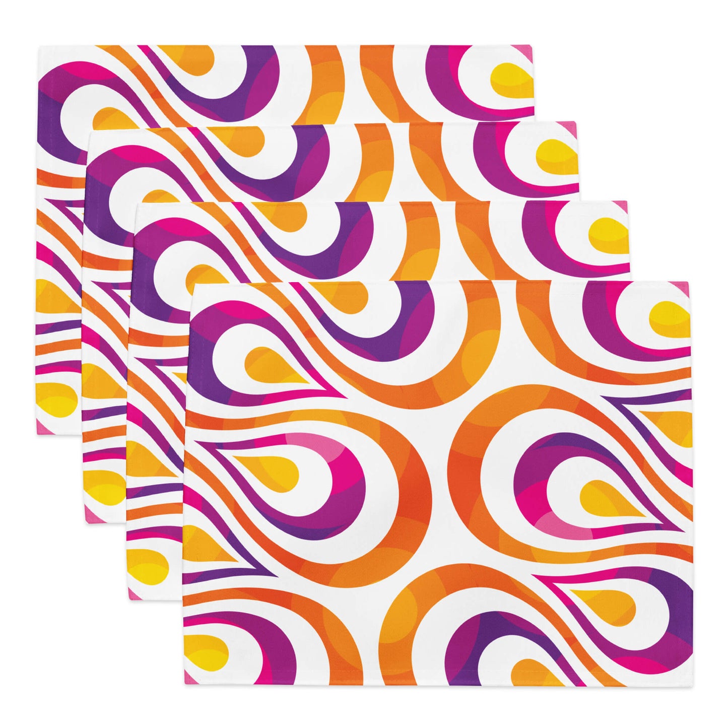 Mid Century Modern Orange Purple TearDrops Placemats Set of 4 flat view