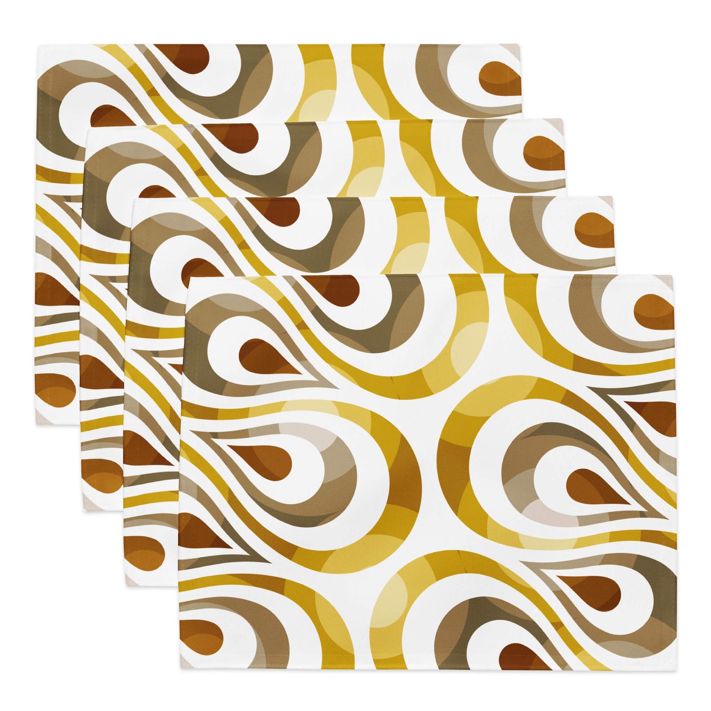 Mid Century Modern Shag Gold TearDrops Placemats Set of 4 flat view