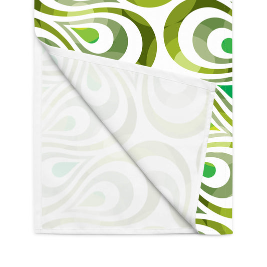 Mid Century Modern Olive Green TearDrops Table Runner flip view