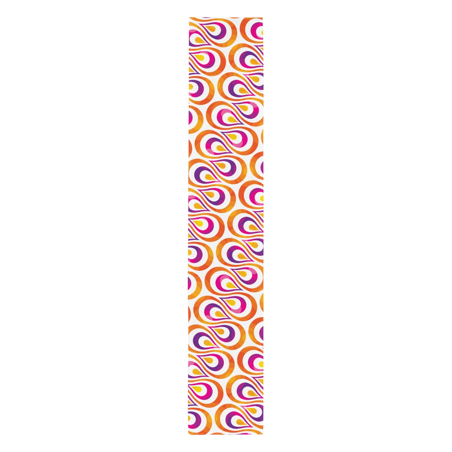 Mid Century Modern Orange Purple TearDrops Table Runner flat view