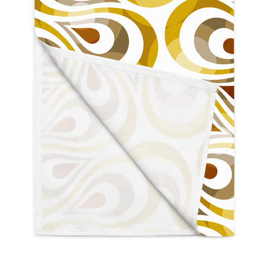 Mid Century Modern Shag Gold TearDrops Table Runner flip view