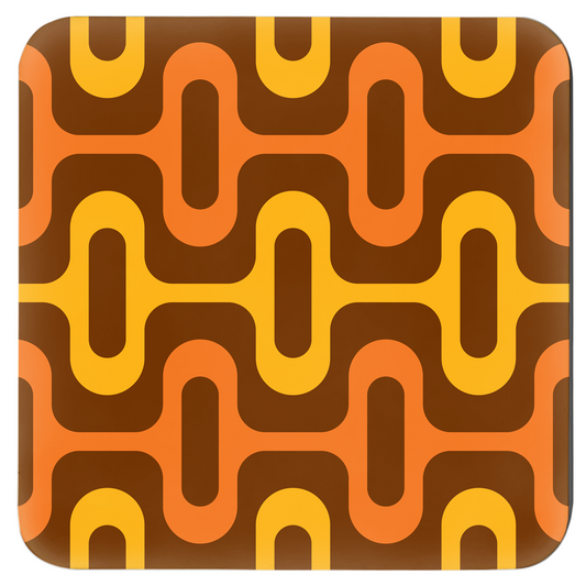 Mid Century Modern Multicolour ZipperDee Square Coasters orange