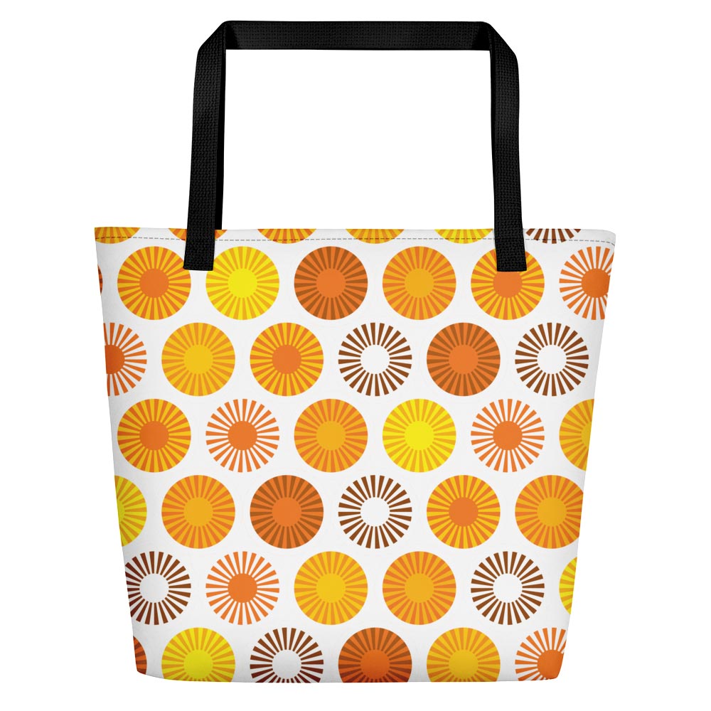 Mid Century Modern FlowerPower Orange Beach & Pool Bag