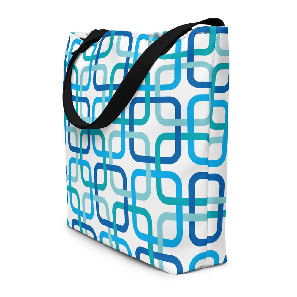 Mid Century Modern Blue PanAmTrays Beach Bag side view