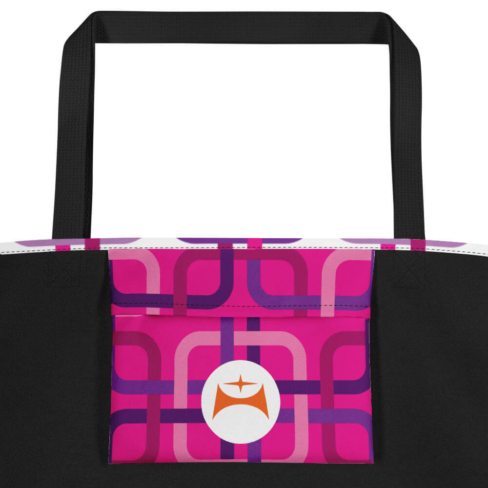 Mid Century Modern Pink PanAmTrays Beach Bag inside pocket