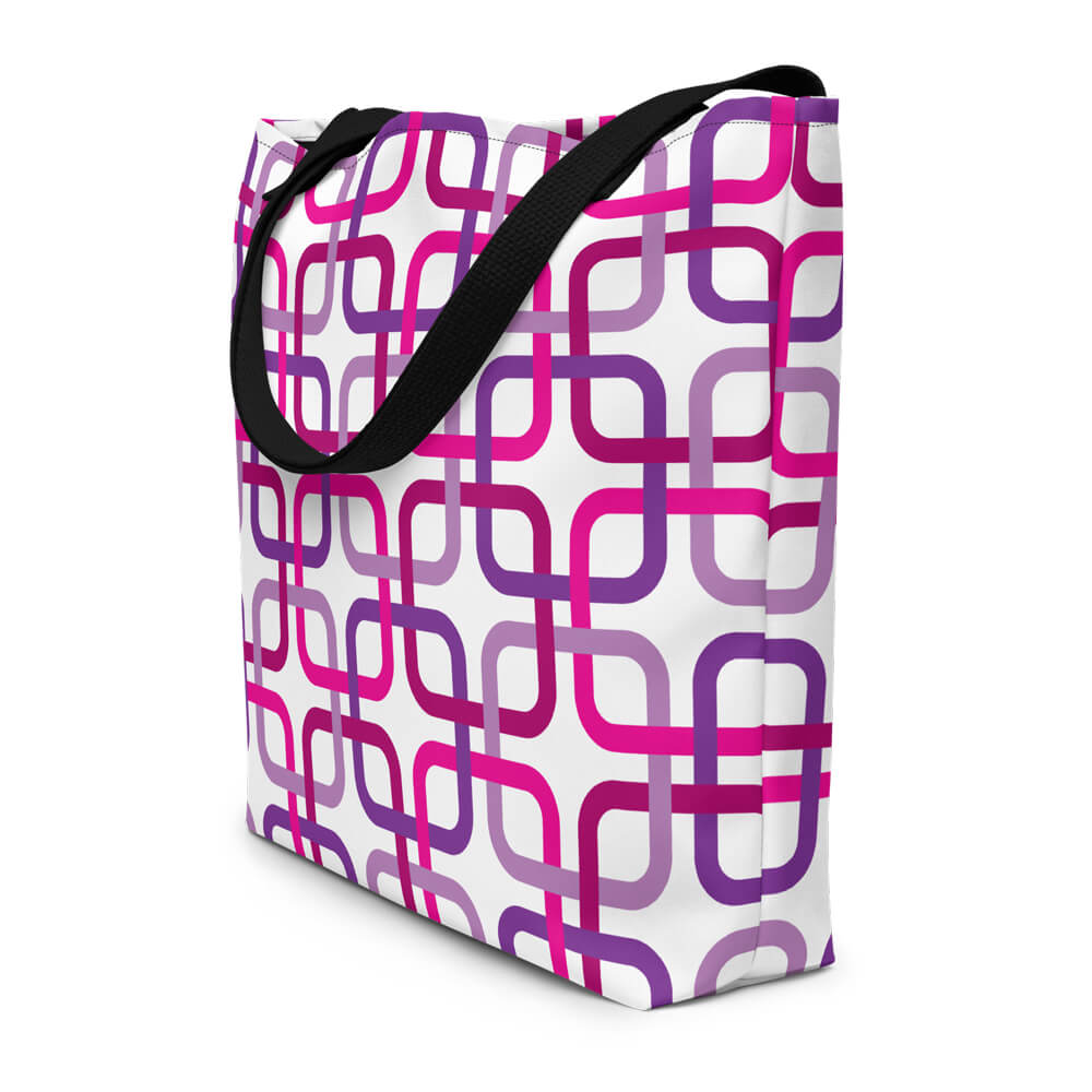 Mid Century Modern Pink PanAmTrays Beach Bag side view
