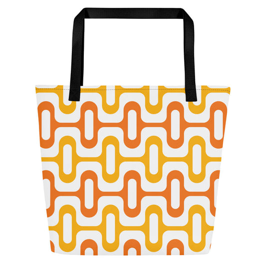Mid Century Modern Orange ZipperDee Beach Bag front view