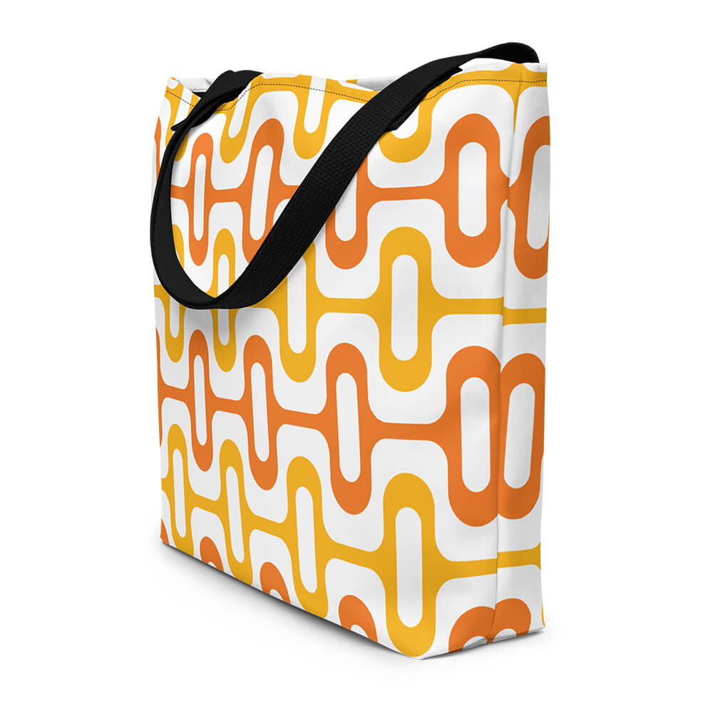 Mid Century Modern Orange ZipperDee Beach Bag side view