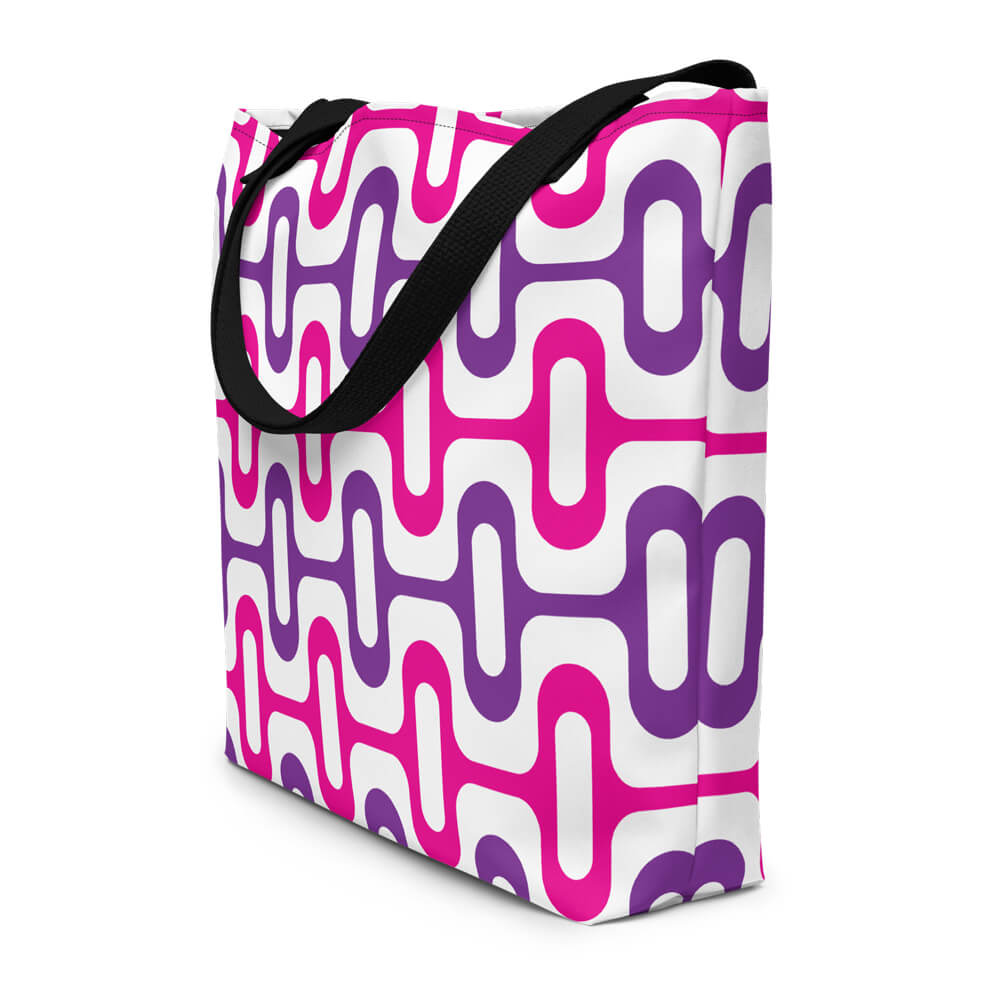 Mid Century Modern Purple ZipperDee Beach Bag side view