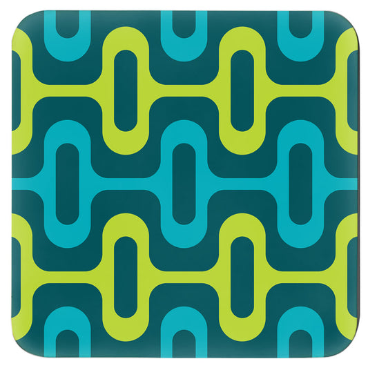 Mid Century Modern Aqua Green ZipperDee Coaster Single model