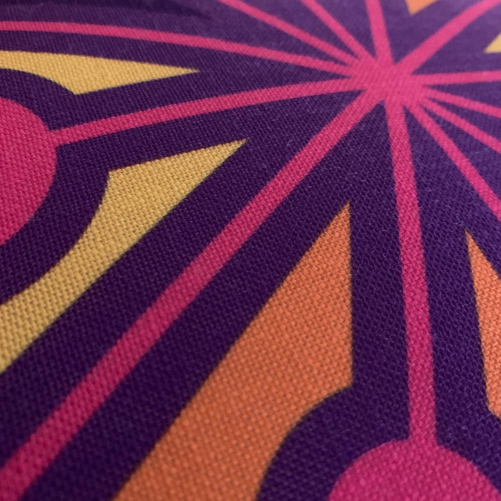 Mid Century Modern Multicolour PsychoFlakes 22" Square Throw Pillow fabric texture closeup