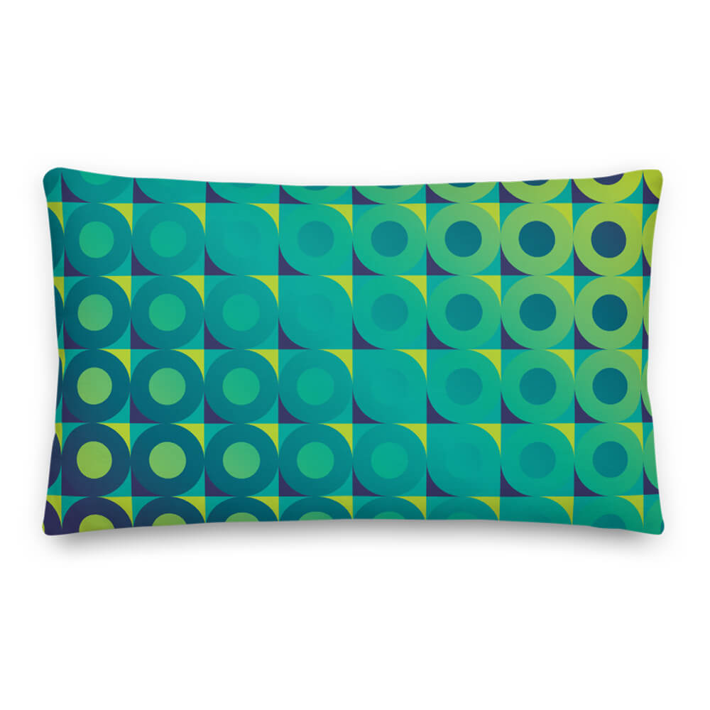 Mid Century Modern Aqua Green LifeSavers 20" x 12" Rectangular Throw Pillow front view