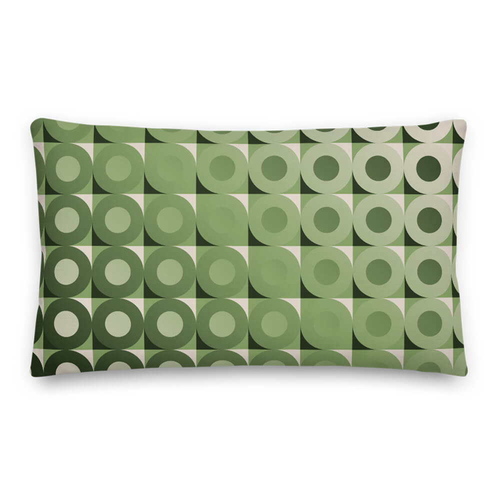 Mid Century Modern Camel Green LifeSavers 20" x 12" Rectangular Throw Pillow front view