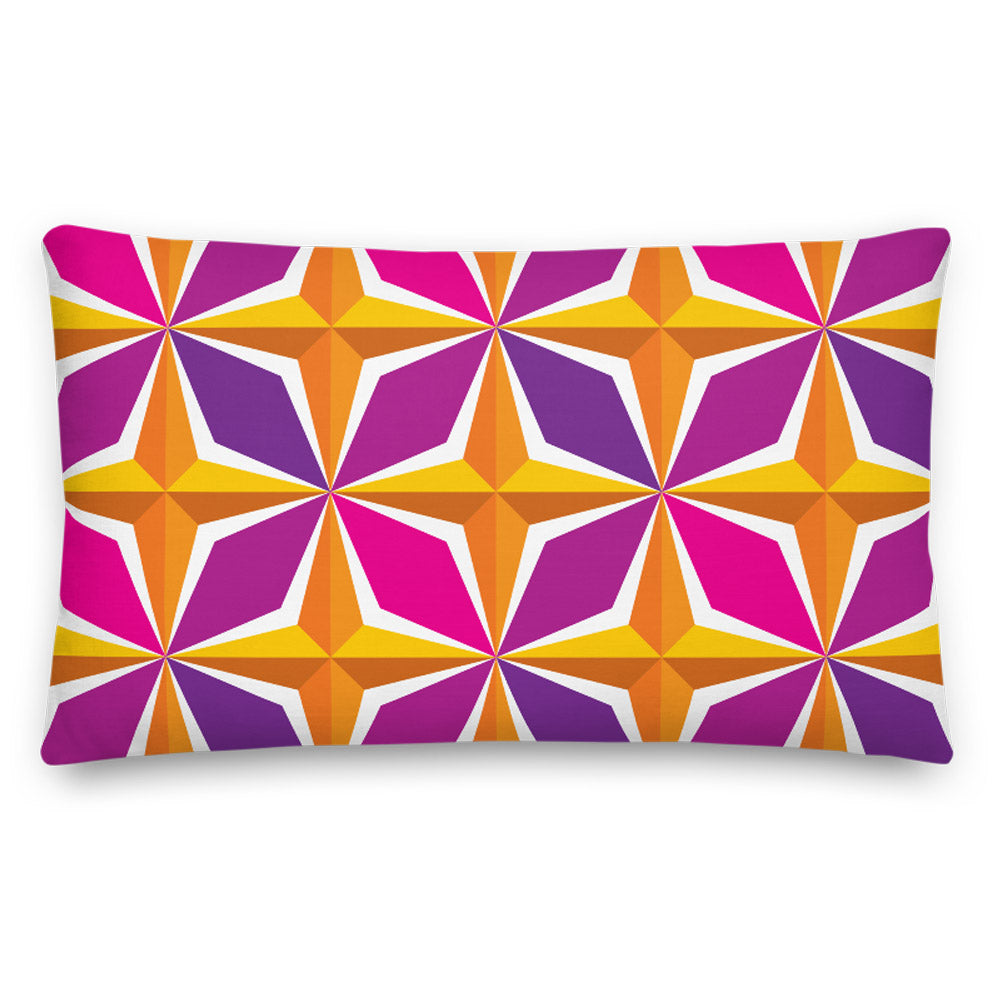 Mid Century Modern Orange Pink PolaRise Throw Pillow front view