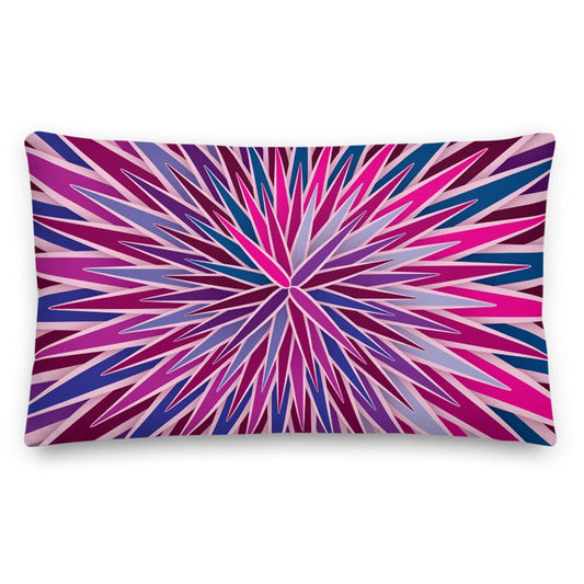 Mid Century Modern Purple Pink SpiroBurst 20" x 12" Rectangular Throw Pillow front view