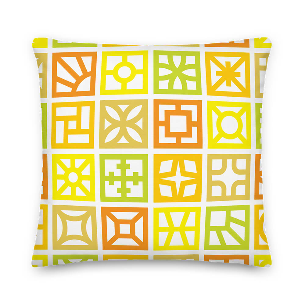 Mid Century Modern Yellow Square Throw Pillow