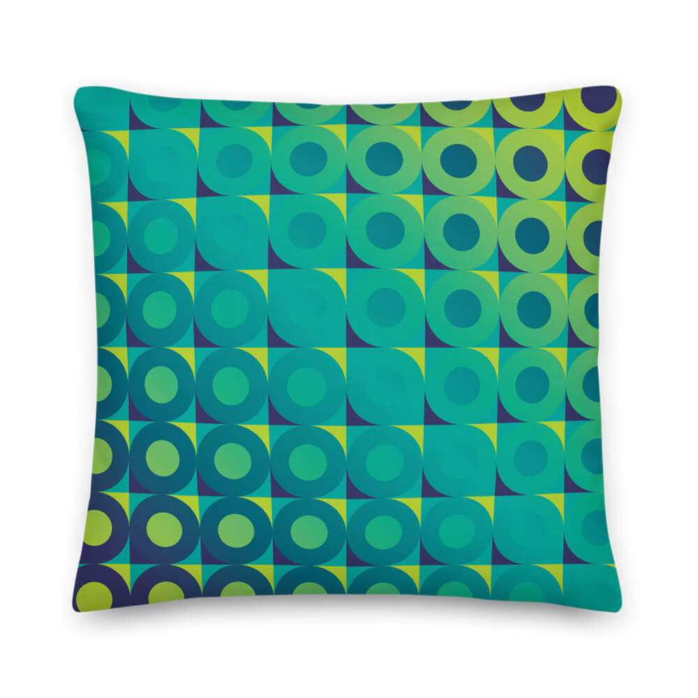 Mid Century Modern Aqua Green LifeSavers 18" Square Throw Pillow front view