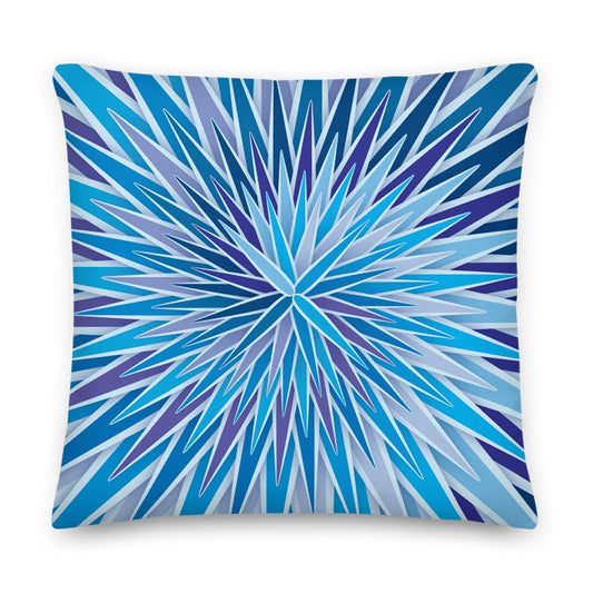 Mid Century Modern Blue Indigo SpiroBurst 18" Square Throw Pillow front view
