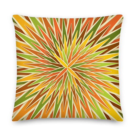 Mid Century Modern Orange Green SpiroBurst 18" Square Throw Pillow front view