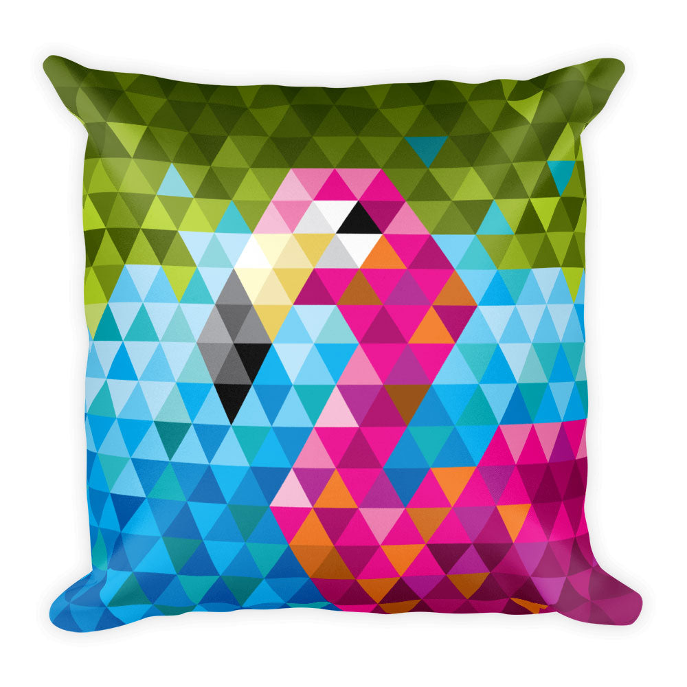 Mid Century Modern Pink Flamingo 22" Square Cushion Throw Pillow