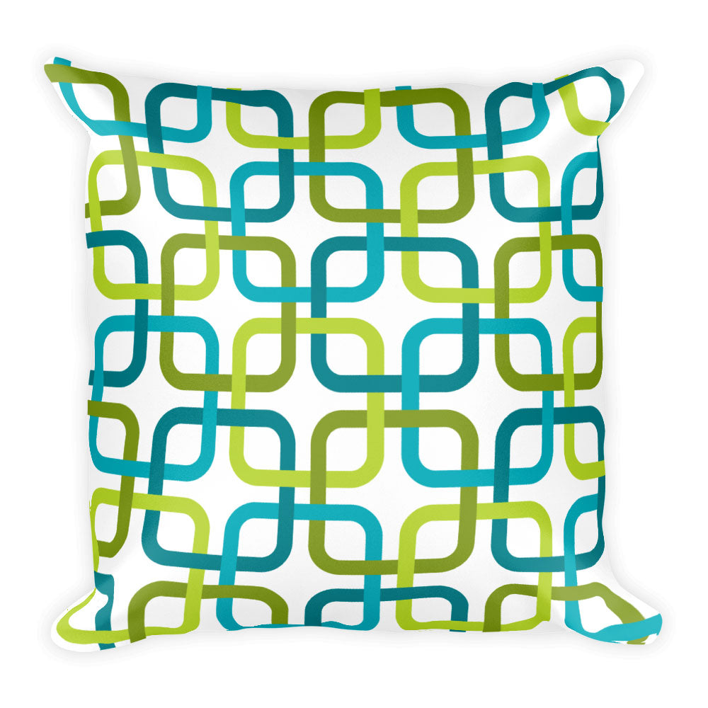 Mid Century Modern Green PanAmTrays Square 18" Cushion Throw Pillow