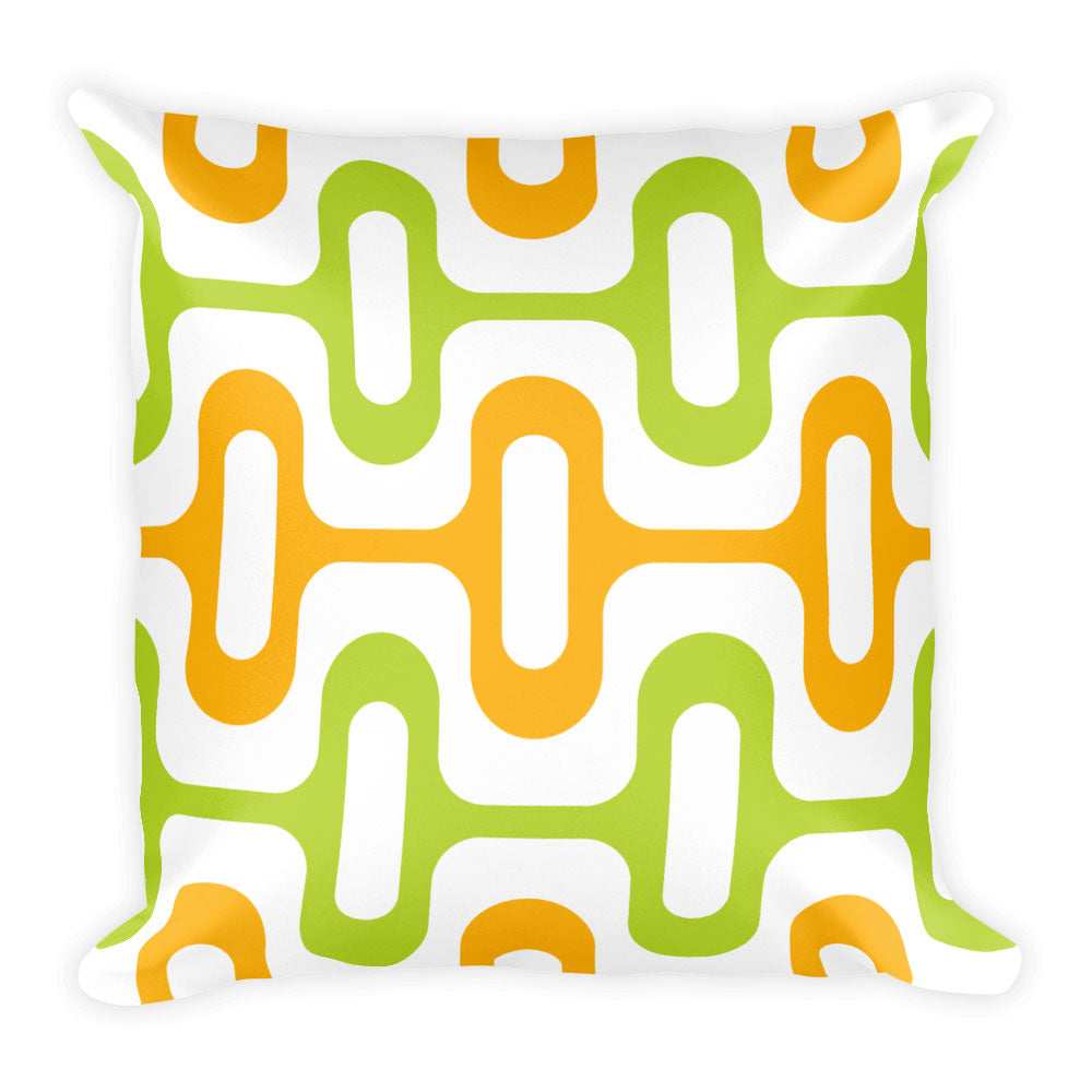 Mid Century Modern Yellow ZipperDee 18" Square Cushion Throw Pillow