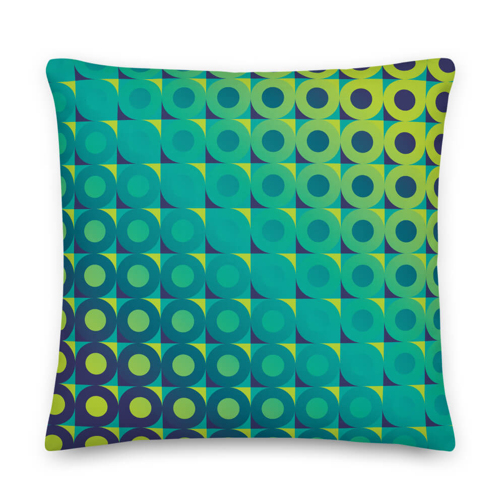 Mid Century Modern Aqua Green LifeSavers 22" Square Throw Pillow front view