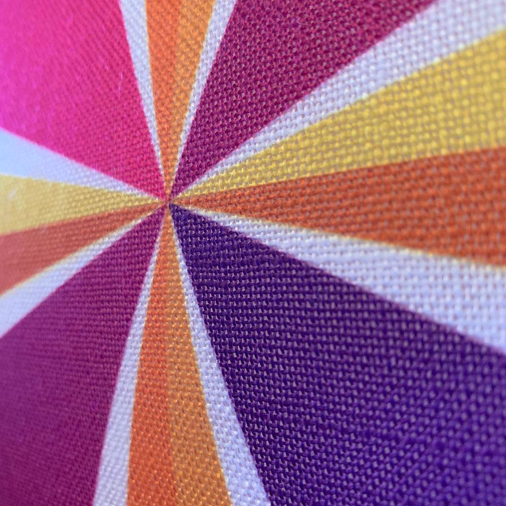 Mid Century Modern Orange Pink PolaRise 18" Square Cushion Throw Pillow close-up of the linen-style fabric