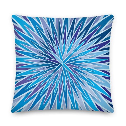 Mid Century Modern Blue Indigo SpiroBurst 22" Square Throw Pillow front view