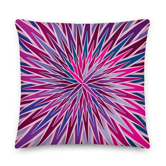 Mid Century Modern Purple Pink SpiroBurst 22" Square Throw Pillow front view