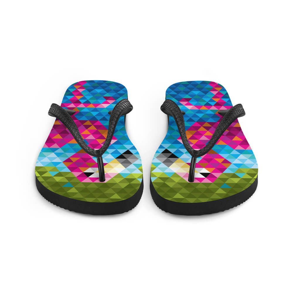 Mid Century Modern Flamingo Flip-Flops front view